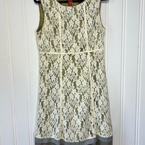 Sundance Cream Lace Dress with Olive Lining